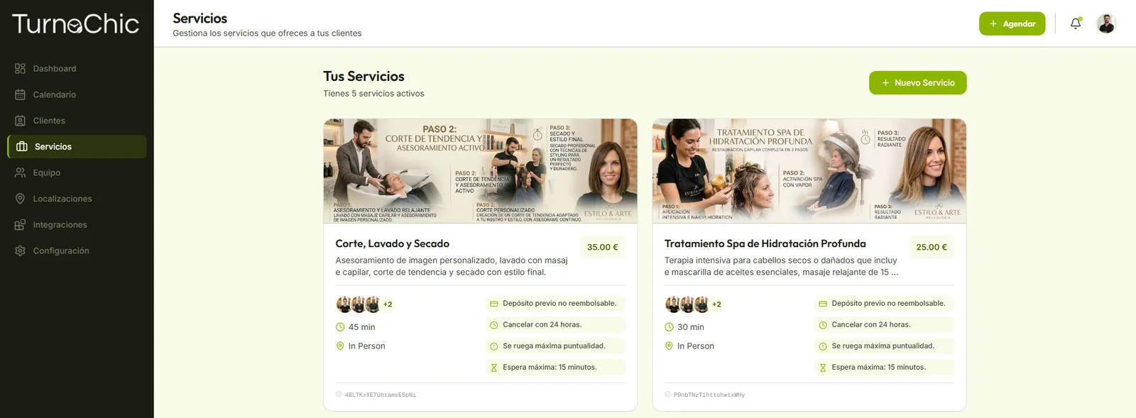 Services with Prices and Booking Rules